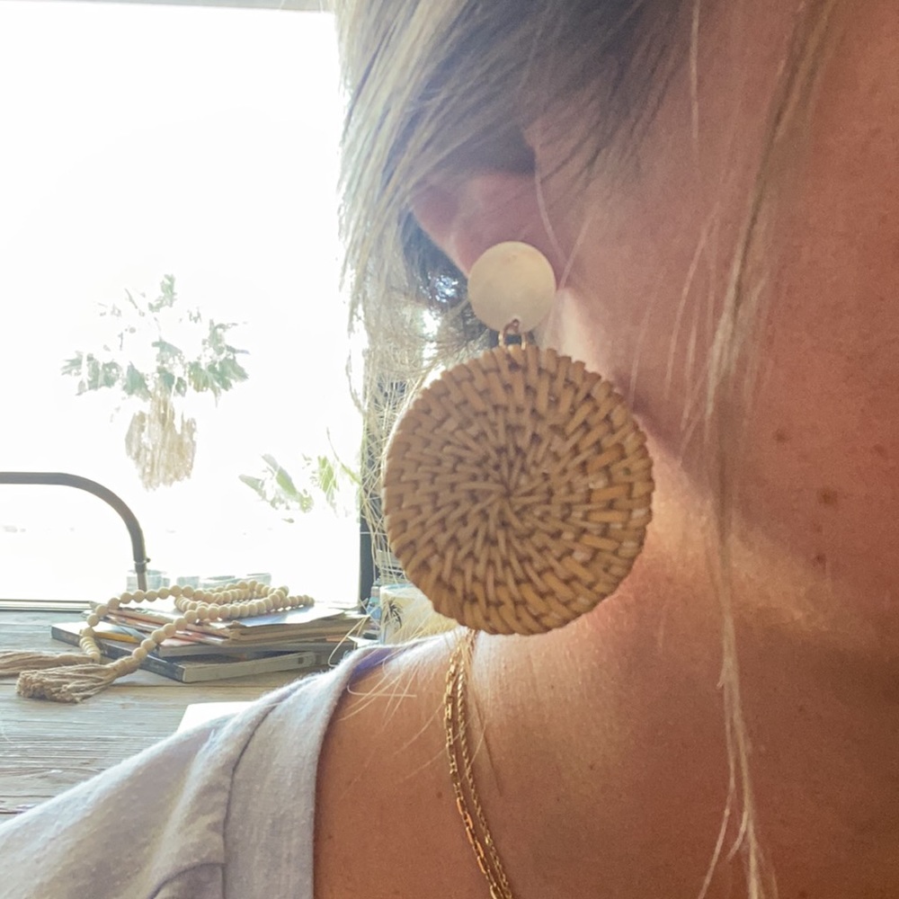 Rattan & Gold Earrings